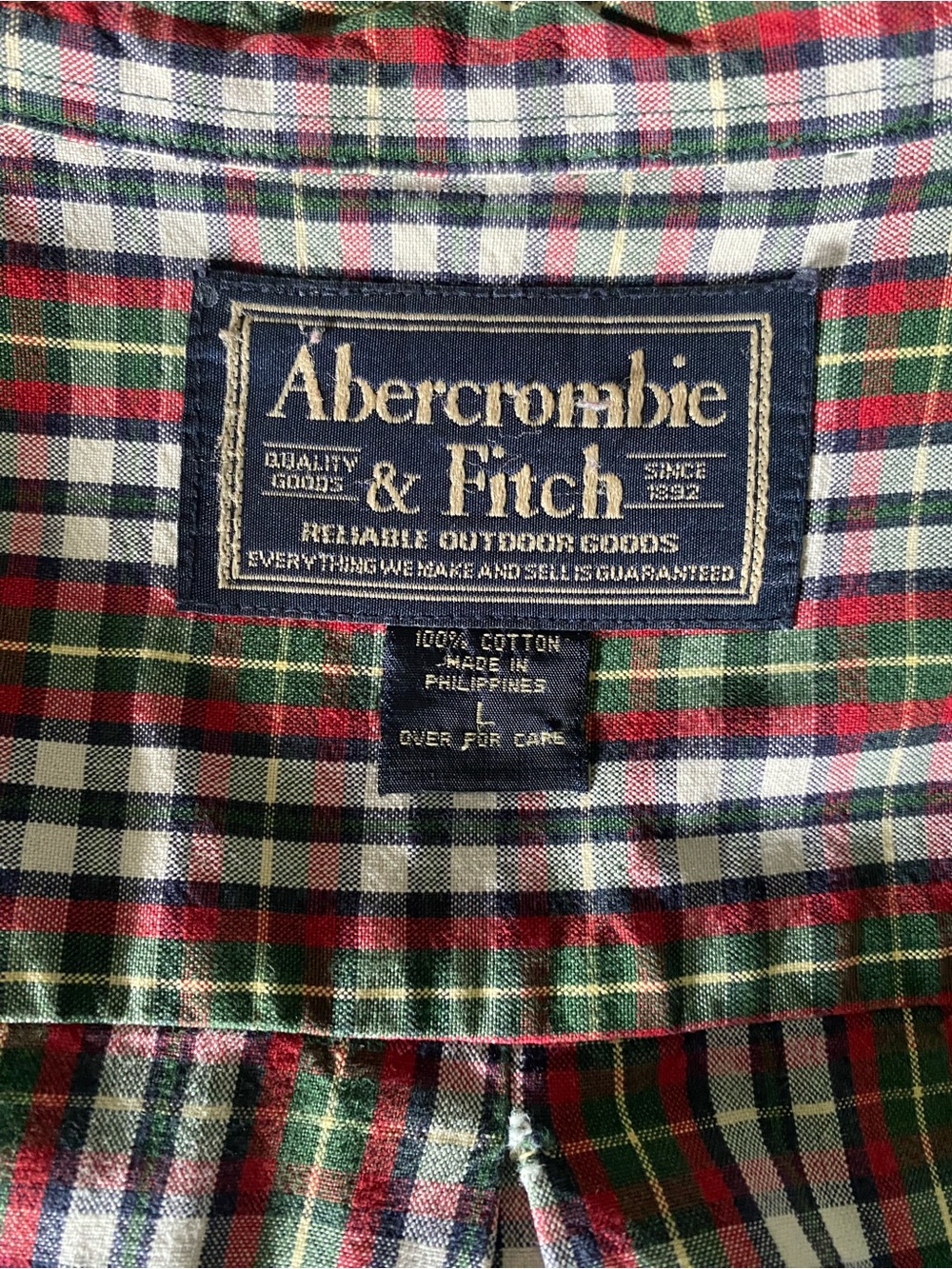 Vintage 90s Abercrombie & Fitch Blue Tag Plaid Button Down Shirt Large Oversized